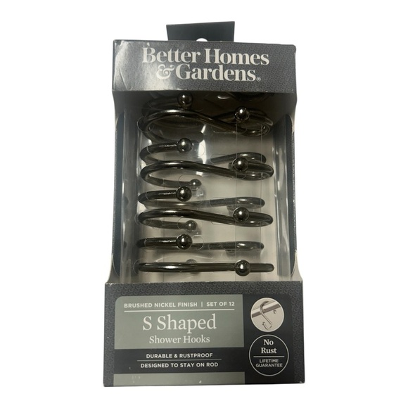 Better Homes And Gardens Other - Better Homes And Gardens Brushed Nickel S-Shaped Shower Hooks